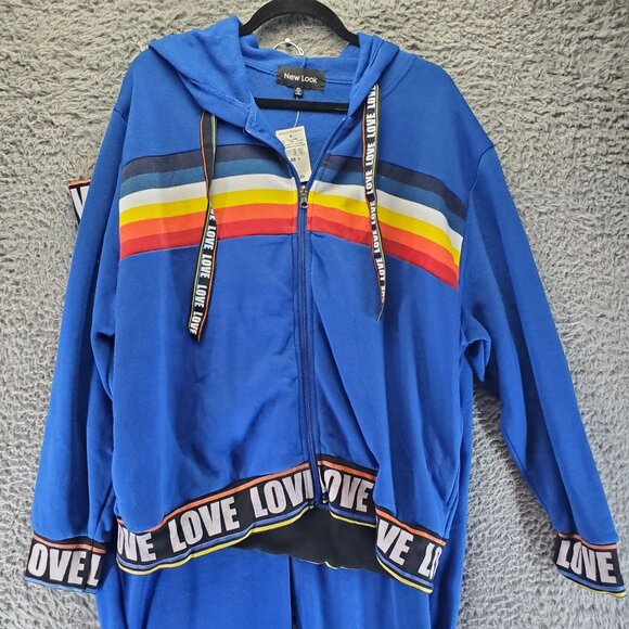Ashley Stewart Suit Women Size 2X Royal Blue Rainbow Stripe Sweat Set *NWT* - Picture 10 of 16